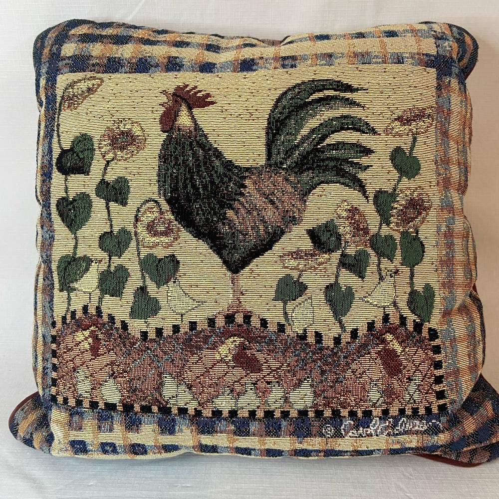 PARK DESIGNS Carol Endres Farmhouse Roosters Morning Glories Throw Pillow